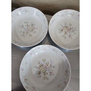 Silverie Fine China Set Of 3 Floral Soup Bowls Vintage 7.5"